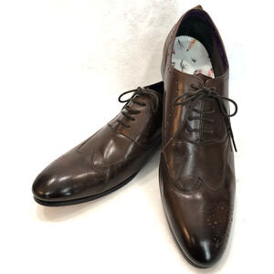 TED BAKER Mens Brown Leather Wingtip Oxford Shoes - Mens Size 13 - Pre-Owned
